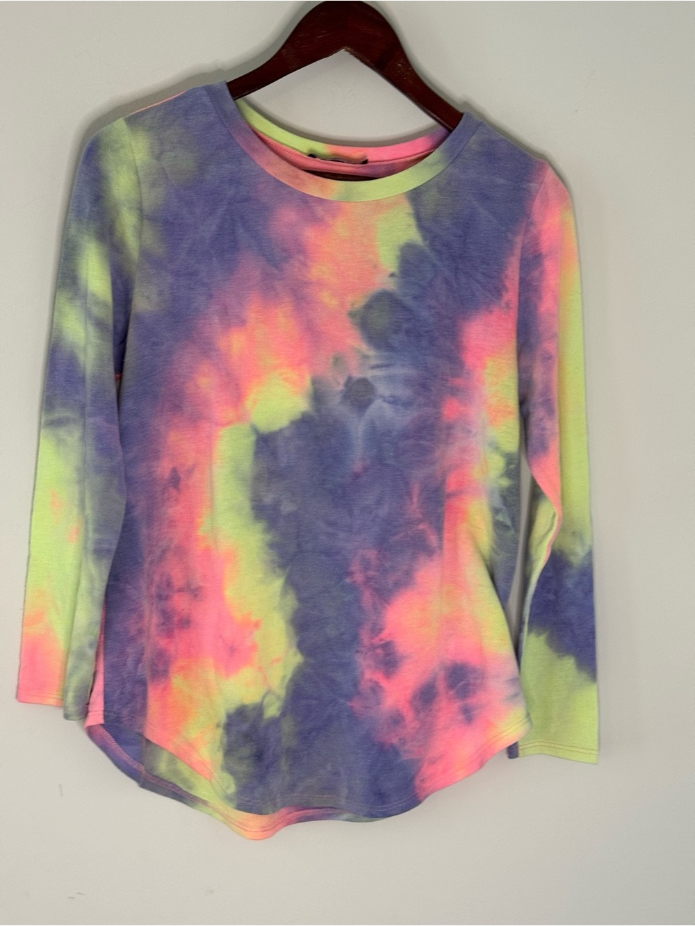 Women's Tie-Dye Crewneck Sweater - Neon Pink, Purple & Lime